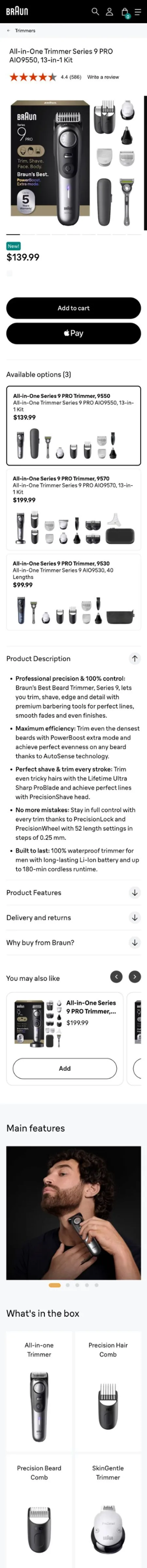 Braun — All-in-One Trimmer Series 9 PRO AIO9550, 13-in-1 Kit mobile