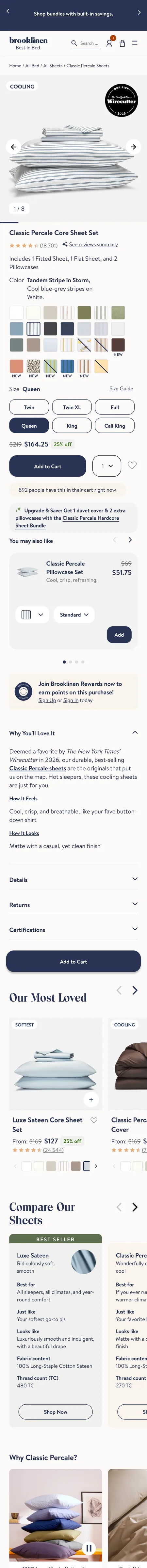 Brooklinen — Classic Percale Core Sheet Set mobile