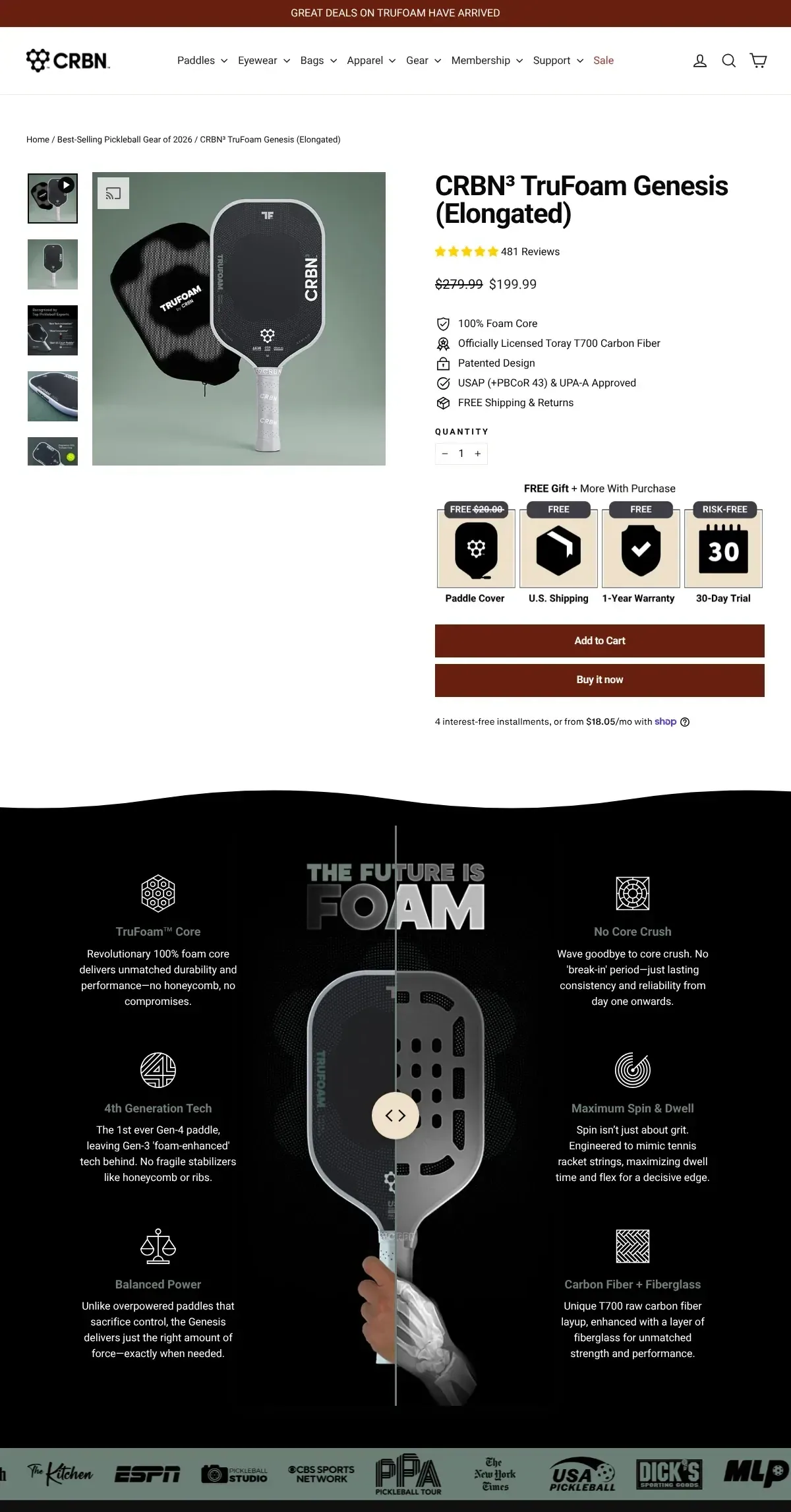 CRBN Pickleball — CRBN³ TruFoam Genesis (Elongated)