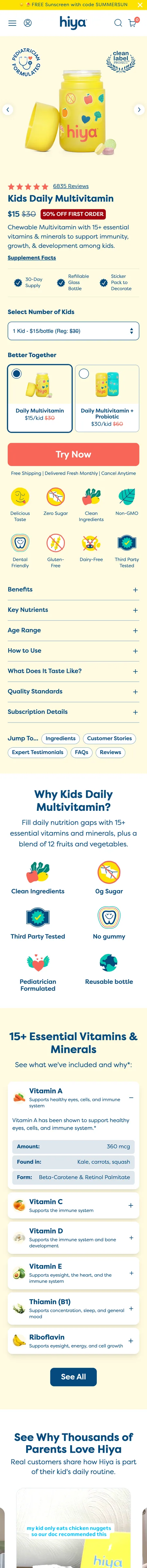 Hiya Kids — Kids Daily Multivitamin mobile