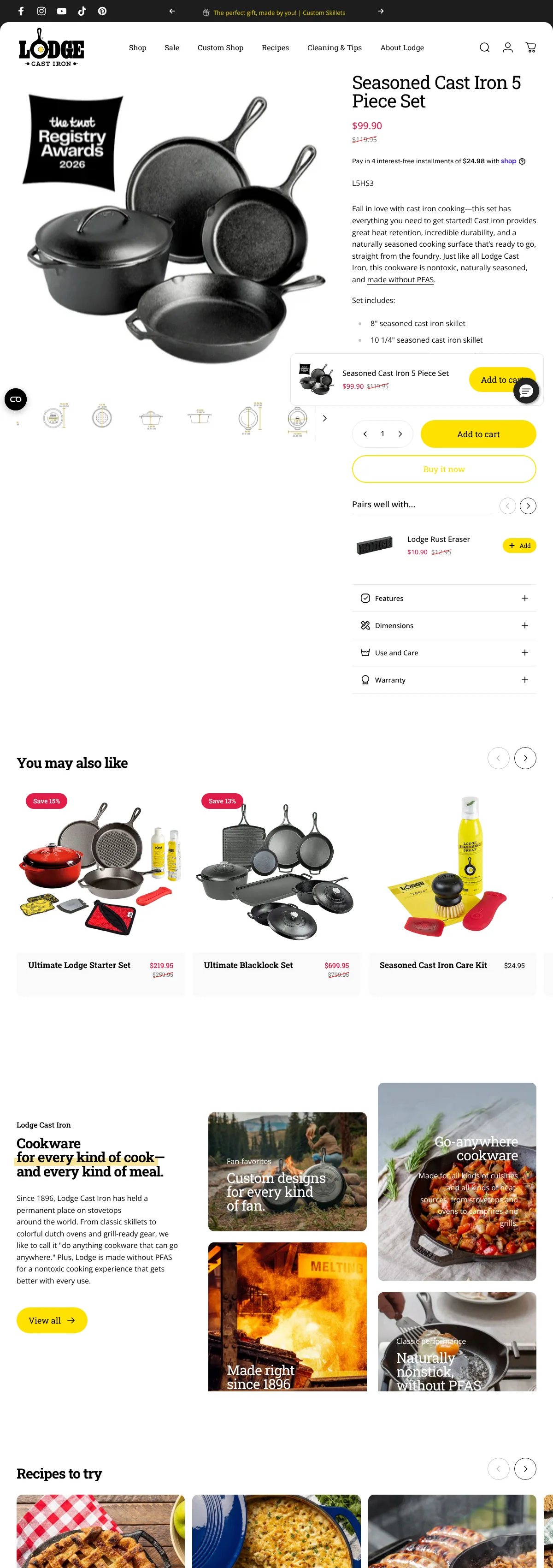 Lodge Cast Iron — Seasoned Cast Iron 5 Piece Set
