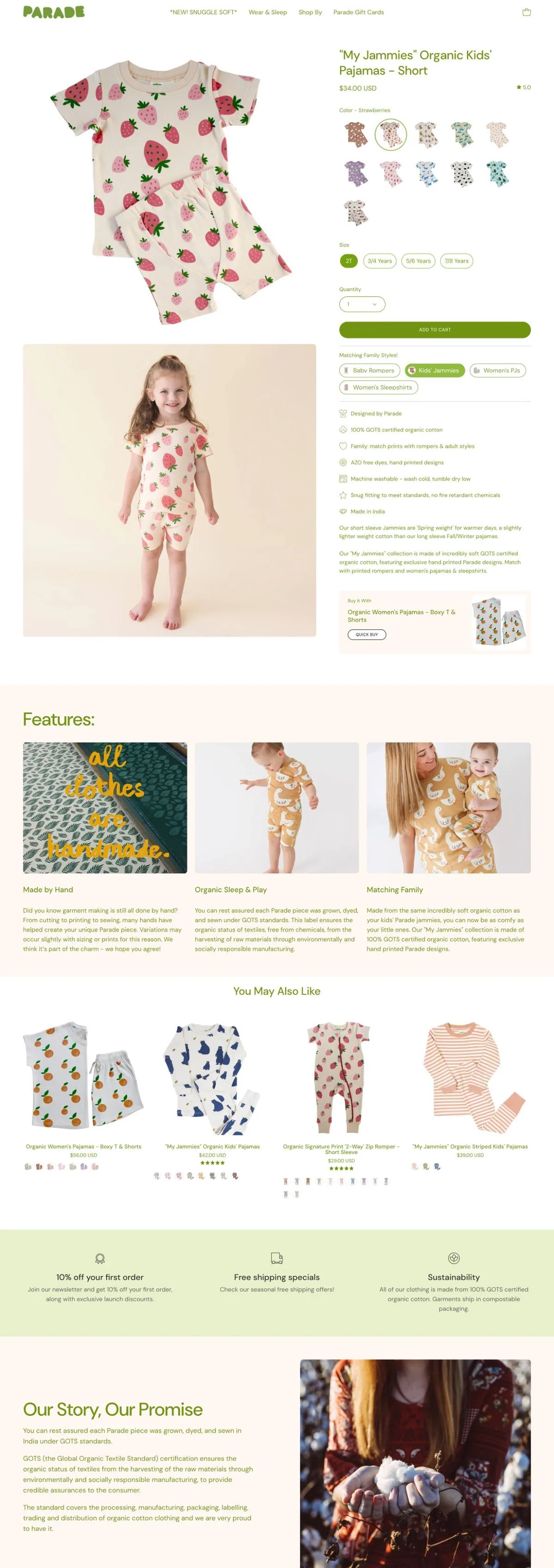 PARADE — "My Jammies" Organic Kids' Pajamas - Short