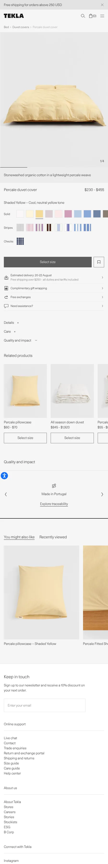 Tekla — Fabrics Percale duvet cover – Shaded Yellow mobile